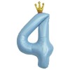 Шар фольгированный Цифра "4" Золотая корона, Голубой 40''