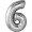 Шар фольгированный Цифра "6" серебро