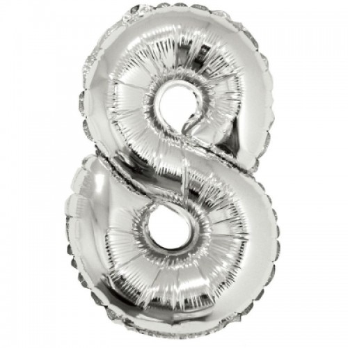 Шар фольгированный Цифра "8" серебро