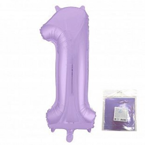 Шар фольгированный ЦИФРА "1"  Фиолетовый пастель