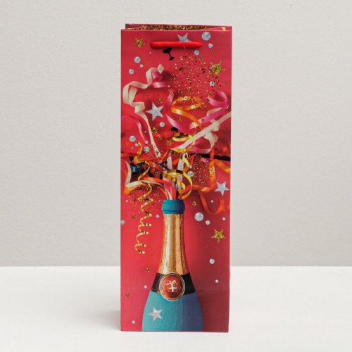 Пакет под бутылку «Яркое поздравление», 13×36×10 см