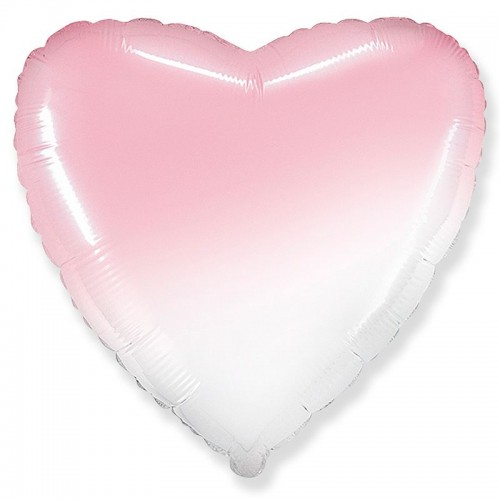 Шар фольгированный Сердце Бело-Розовый градиент 18''
