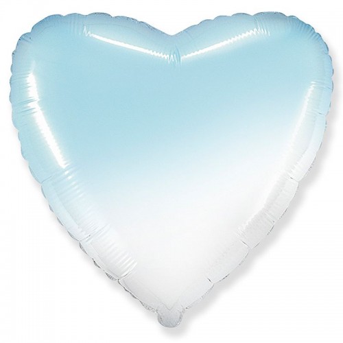 Шар фольгированный Сердце Бело-Голубой градиент 32''