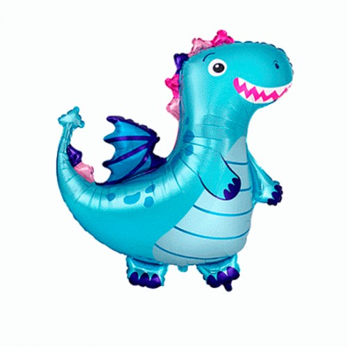 Шар фольгированный Фигура Динозаврик голубой 36''